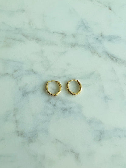 18KT Gold Filled Earrings, Gold Filled 12mm Hoop Earrings | Minimal Everyday Style by HAUS OF MONOGRAM