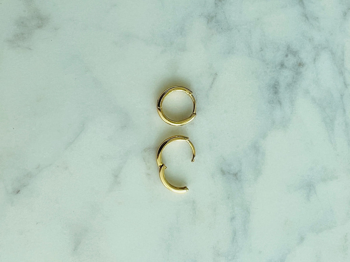 18KT Gold Filled Earrings, Gold Filled 12mm Hoop Earrings | Minimal Everyday Style by HAUS OF MONOGRAM