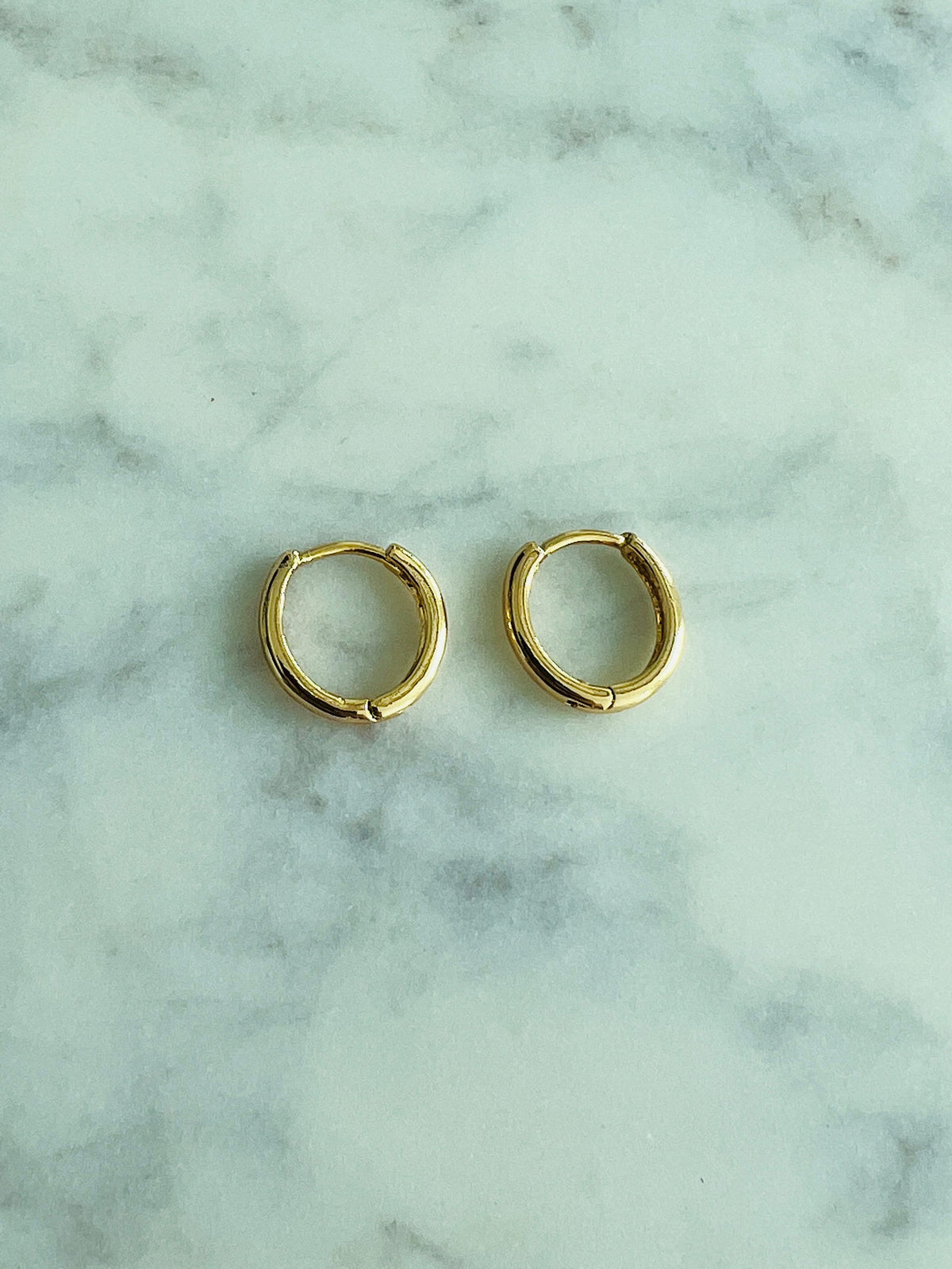 18KT Gold Filled Earrings, Gold Filled 12mm Hoop Earrings | Minimal Everyday Style by HAUS OF MONOGRAM