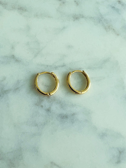 18KT Gold Filled Earrings, Gold Filled 12mm Hoop Earrings | Minimal Everyday Style by HAUS OF MONOGRAM