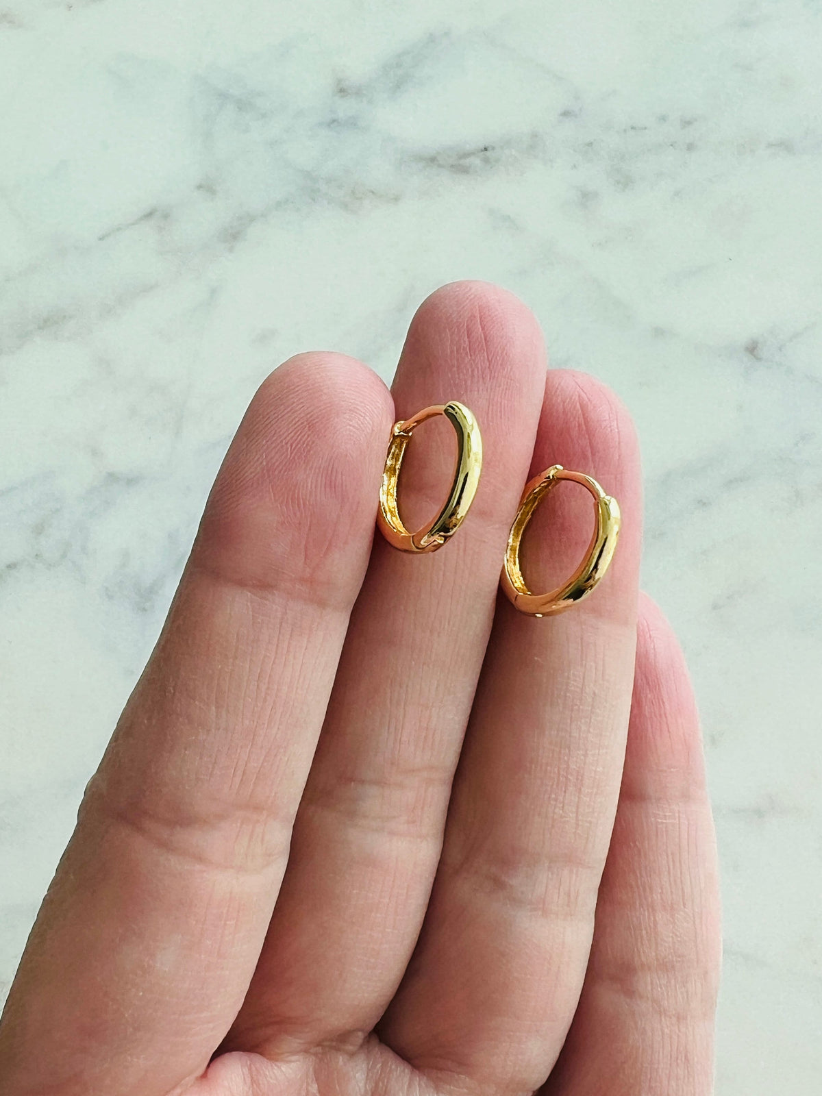 18KT Gold Filled Earrings, Gold Filled 12mm Hoop Earrings | Minimal Everyday Style by HAUS OF MONOGRAM