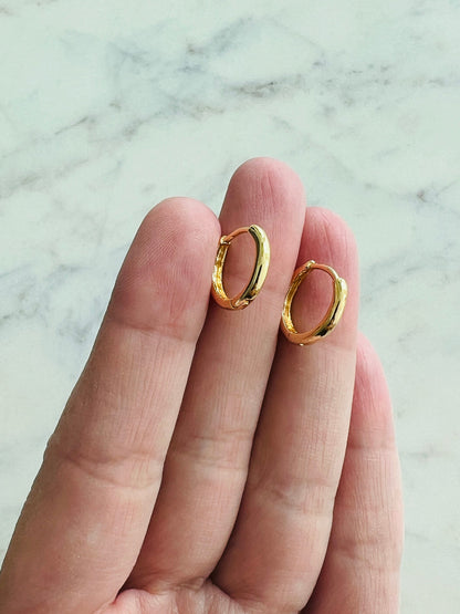 18KT Gold Filled Earrings, Gold Filled 12mm Hoop Earrings | Minimal Everyday Style by HAUS OF MONOGRAM