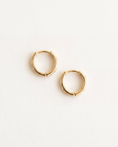 18KT Gold Filled Earrings, Gold Filled 12mm Hoop Earrings | Minimal Everyday Style by HAUS OF MONOGRAM