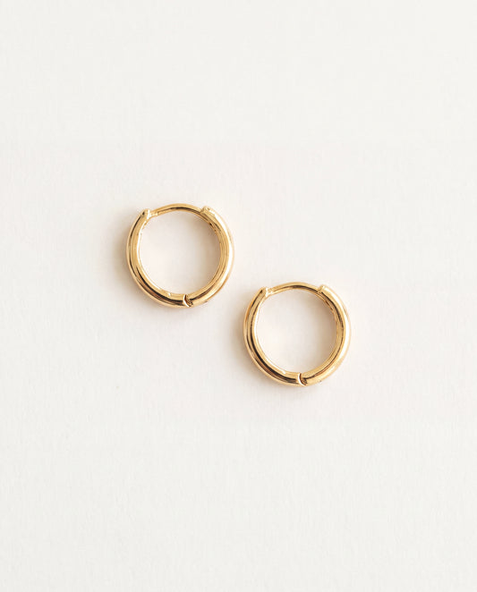 18KT Gold Filled Earrings, Gold Filled 12mm Hoop Earrings | Minimal Everyday Style by HAUS OF MONOGRAM