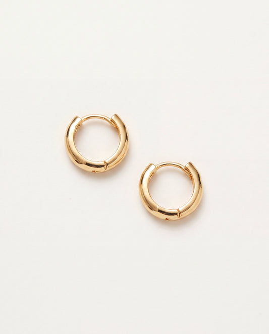 18KT Gold Filled Earrings, Gold Filled 12mm Mini Hoops | Small 18kt Waterproof Earrings by HAUS OF MONOGRAM