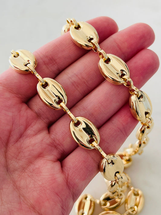 18KT Gold Filled Necklaces, Gold Filled 12mm Puff Necklace | Statement Chain Jewelry by HAUS OF MONOGRAM