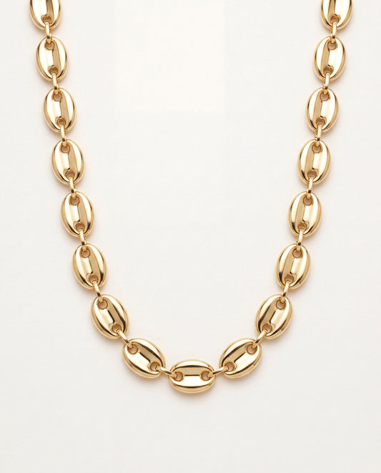 18KT Gold Filled Necklaces, Gold Filled 12mm Puff Necklace | Statement Chain Jewelry by HAUS OF MONOGRAM