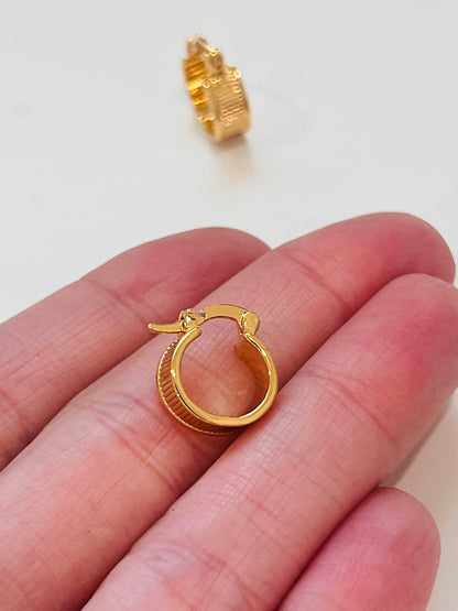 18KT Gold Filled Earrings, Gold Filled 13mm Hoops | Chunky Waterproof Everyday Pair by HAUS OF MONOGRAM