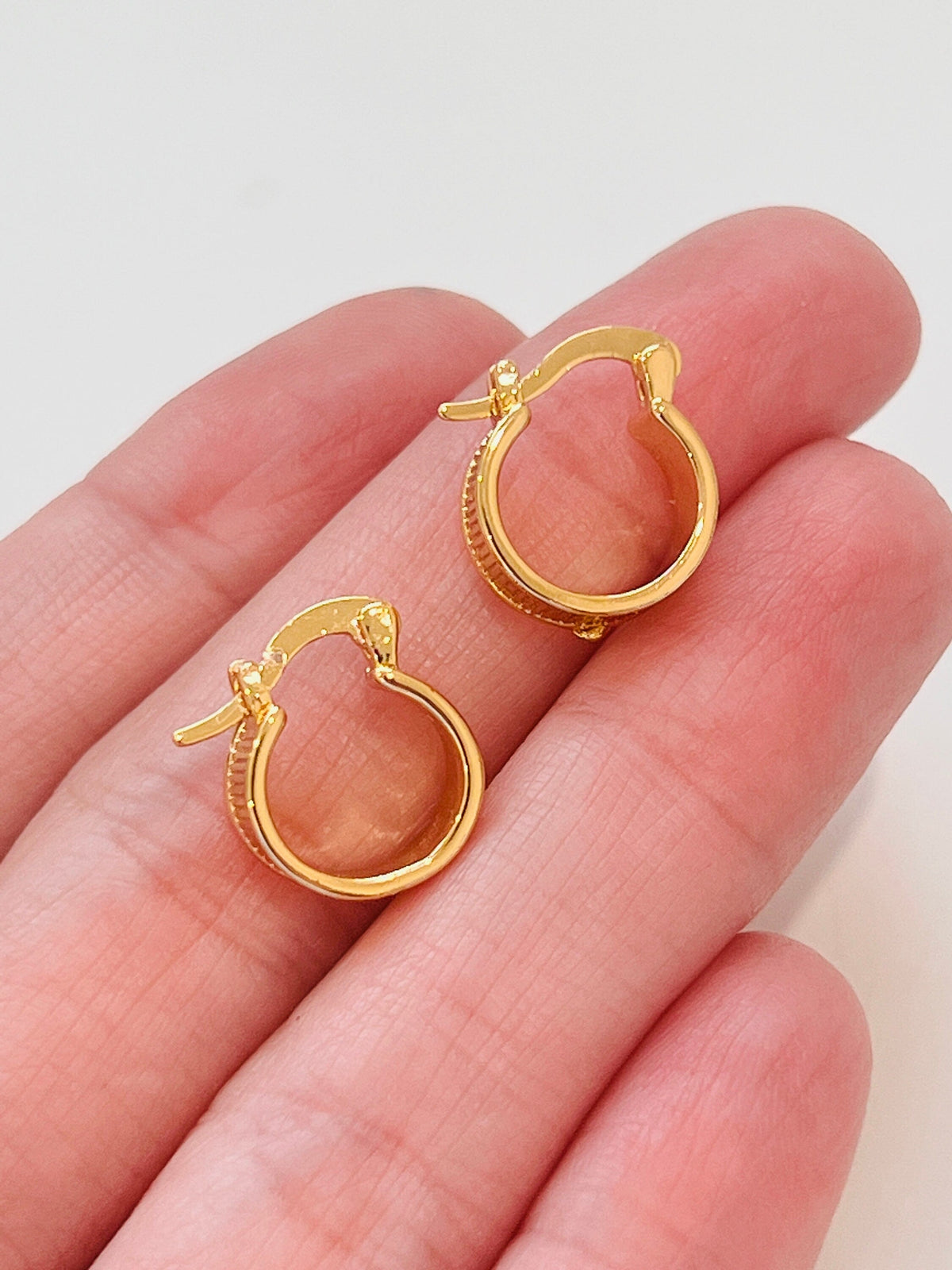 18KT Gold Filled Earrings, Gold Filled 13mm Hoops | Chunky Waterproof Everyday Pair by HAUS OF MONOGRAM