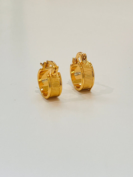 18KT Gold Filled Earrings, Gold Filled 13mm Hoops | Chunky Waterproof Everyday Pair by HAUS OF MONOGRAM