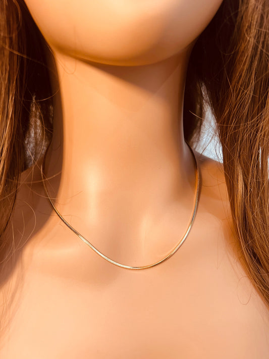 18KT Gold Filled Necklaces, Gold Filled 1.3mm Square Snake Necklace | Sleek Gold Chain Layer by HAUS OF MONOGRAM
