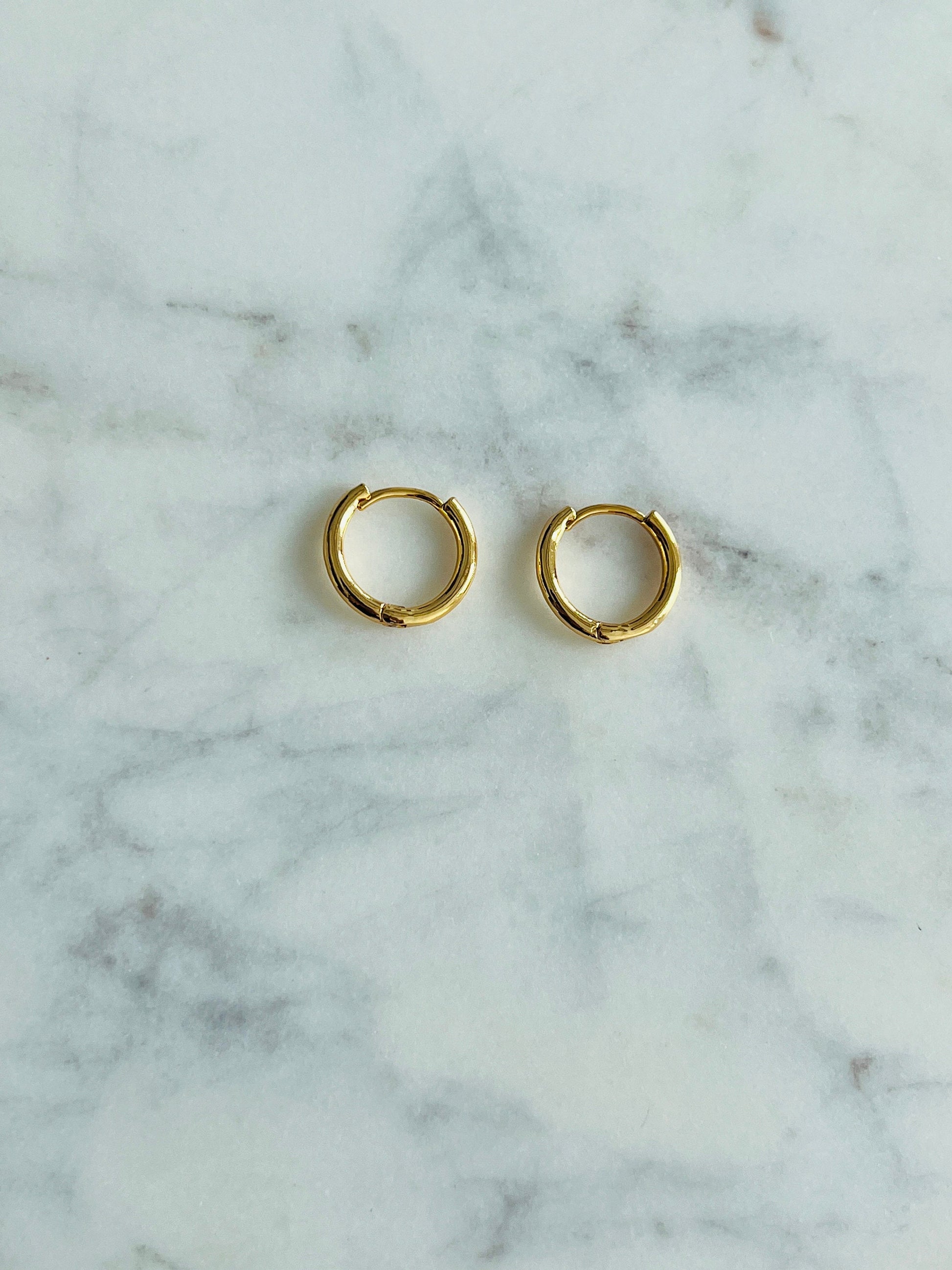 18KT Gold Filled Earrings, Gold Filled 14mm Hoop Earrings | Classic Everyday Pair by HAUS OF MONOGRAM