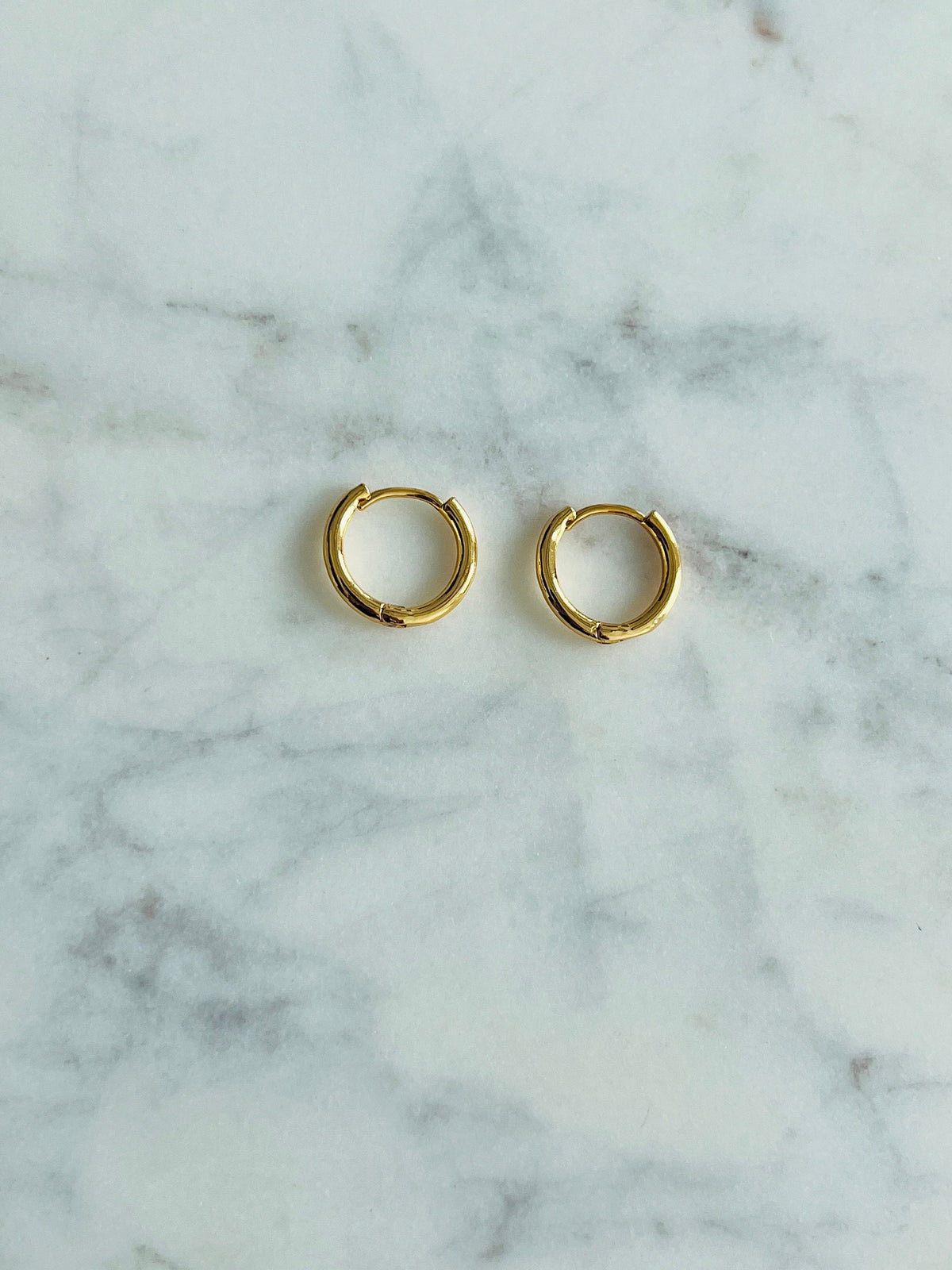18KT Gold Filled Earrings, Gold Filled 14mm Hoop Earrings | Classic Everyday Pair by HAUS OF MONOGRAM