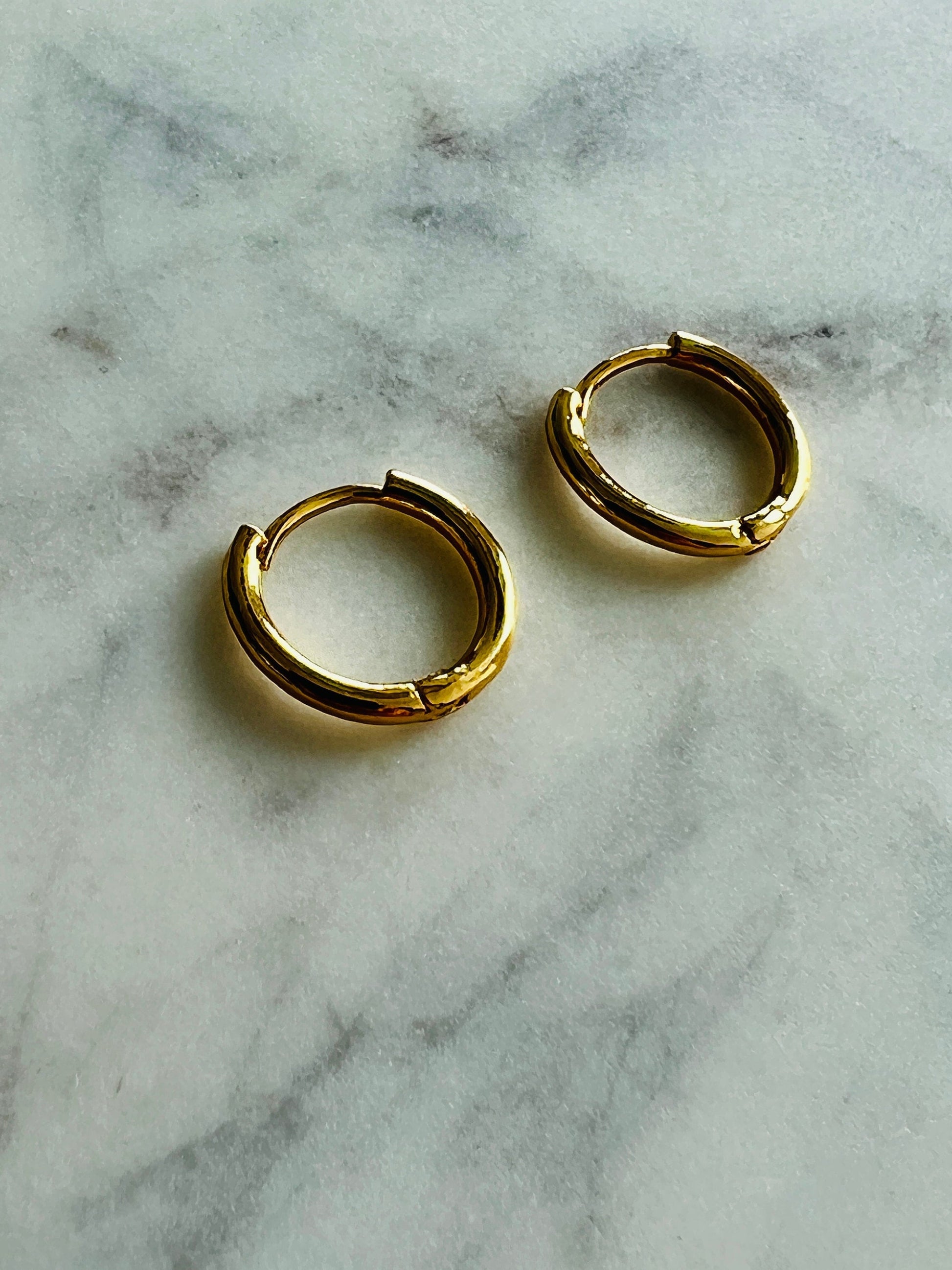 18KT Gold Filled Earrings, Gold Filled 14mm Hoop Earrings | Classic Everyday Pair by HAUS OF MONOGRAM