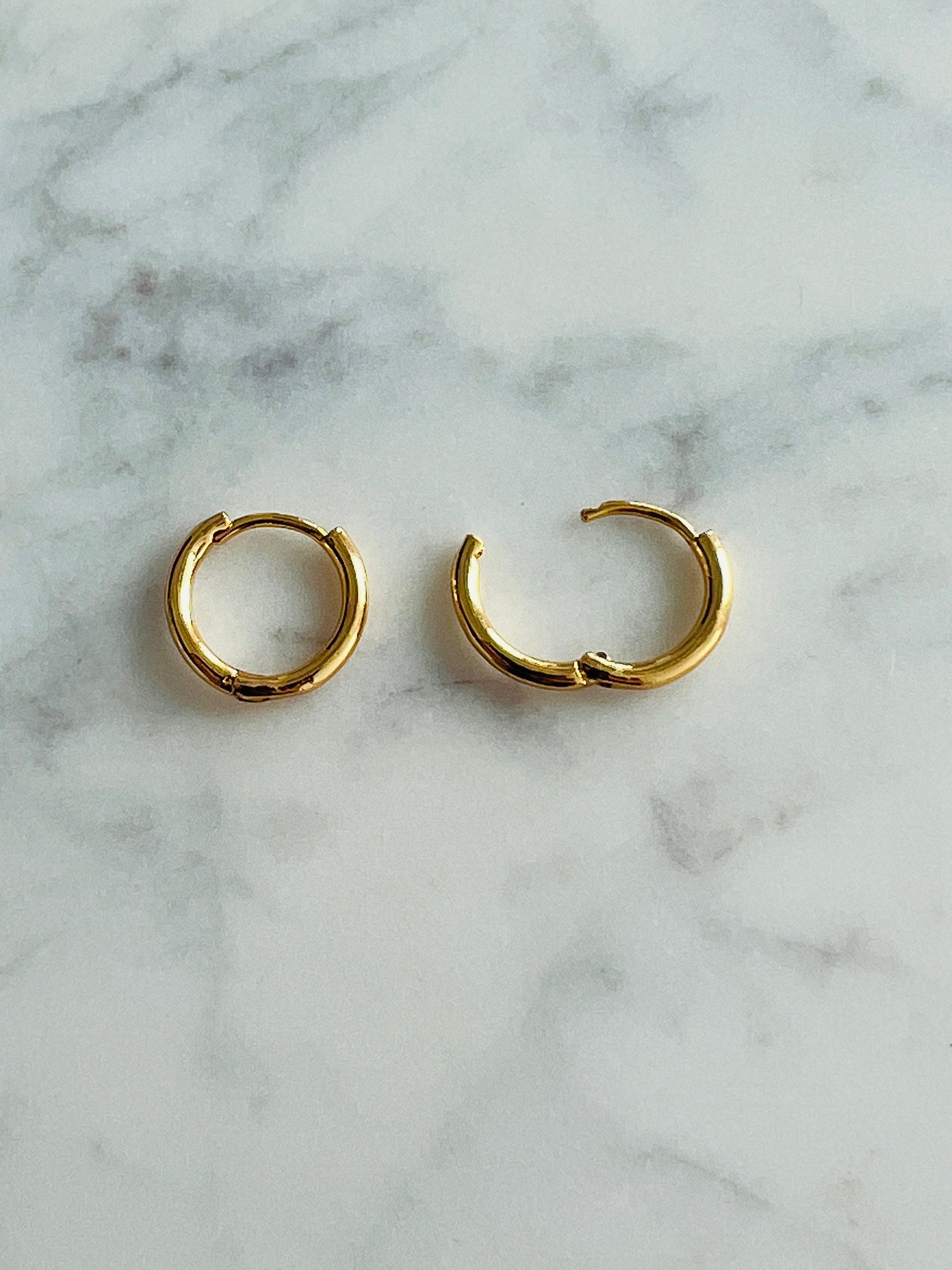 18KT Gold Filled Earrings, Gold Filled 14mm Hoop Earrings | Classic Everyday Pair by HAUS OF MONOGRAM