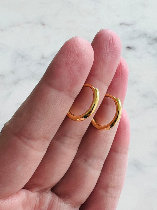 18KT Gold Filled Earrings, Gold Filled 14mm Hoop Earrings | Classic Everyday Pair by HAUS OF MONOGRAM