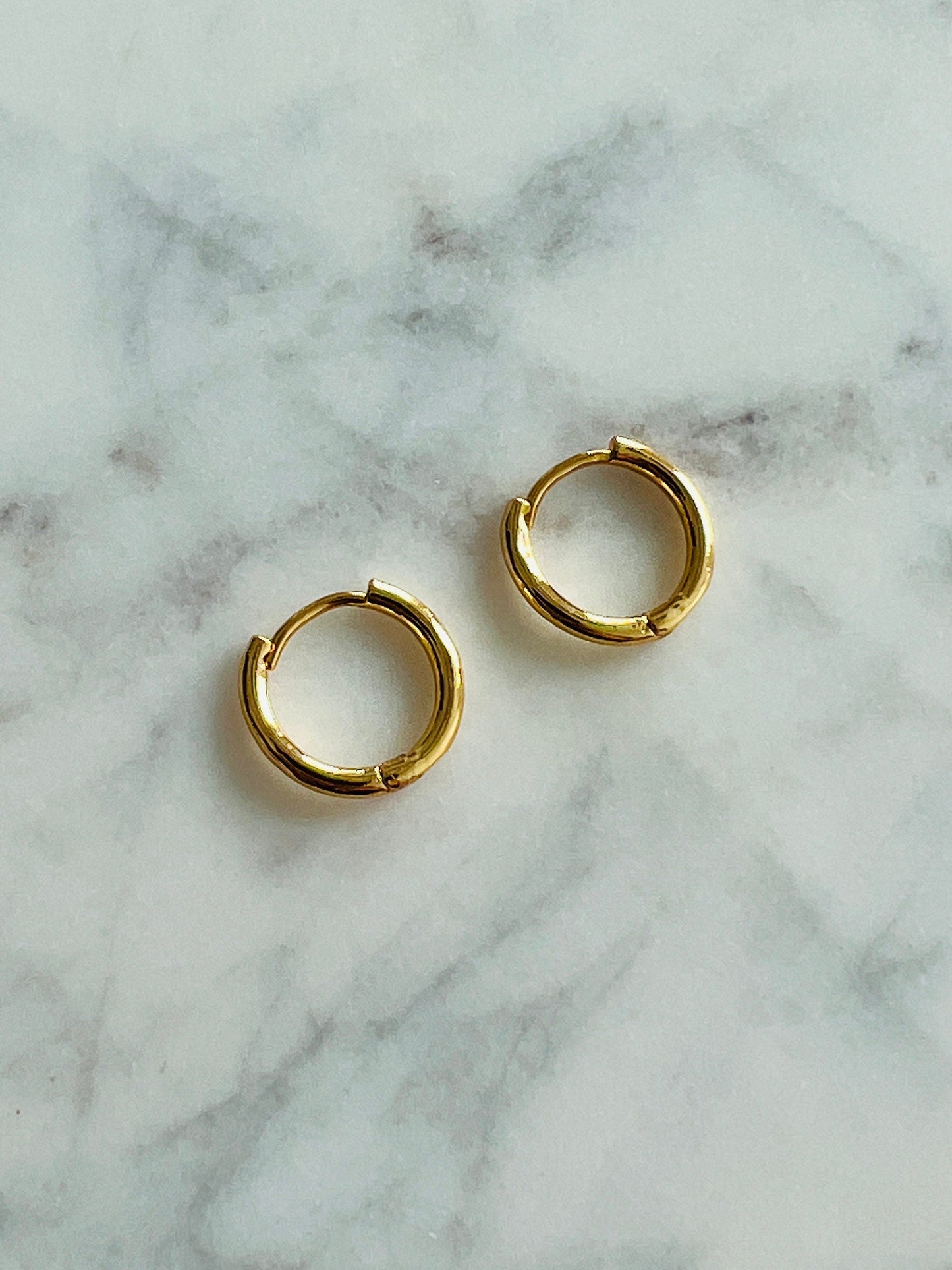 18KT Gold Filled Earrings, Gold Filled 14mm Hoop Earrings | Classic Everyday Pair by HAUS OF MONOGRAM