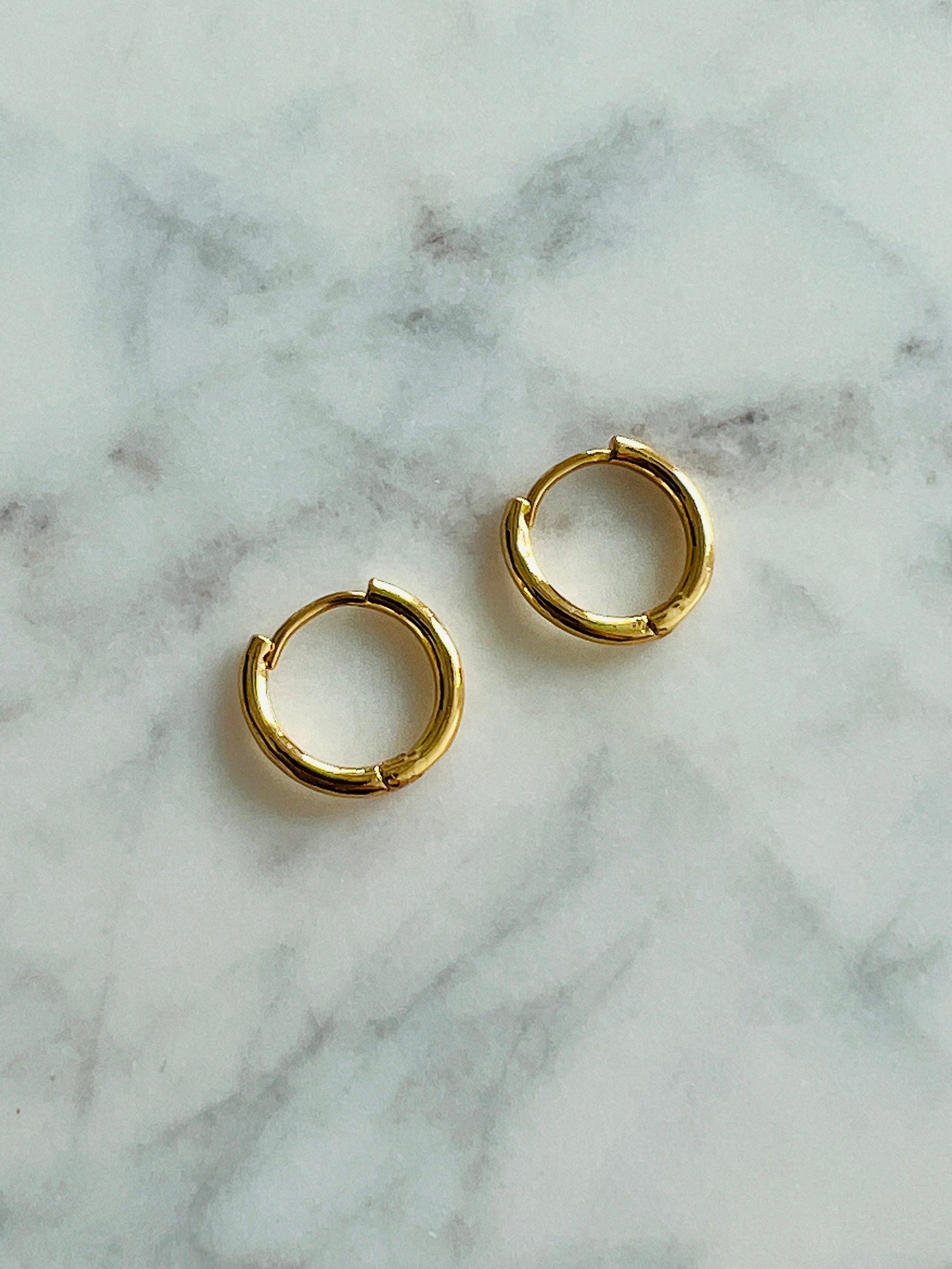 18KT Gold Filled Earrings, Gold Filled 14mm Hoop Earrings | Classic Everyday Pair by HAUS OF MONOGRAM