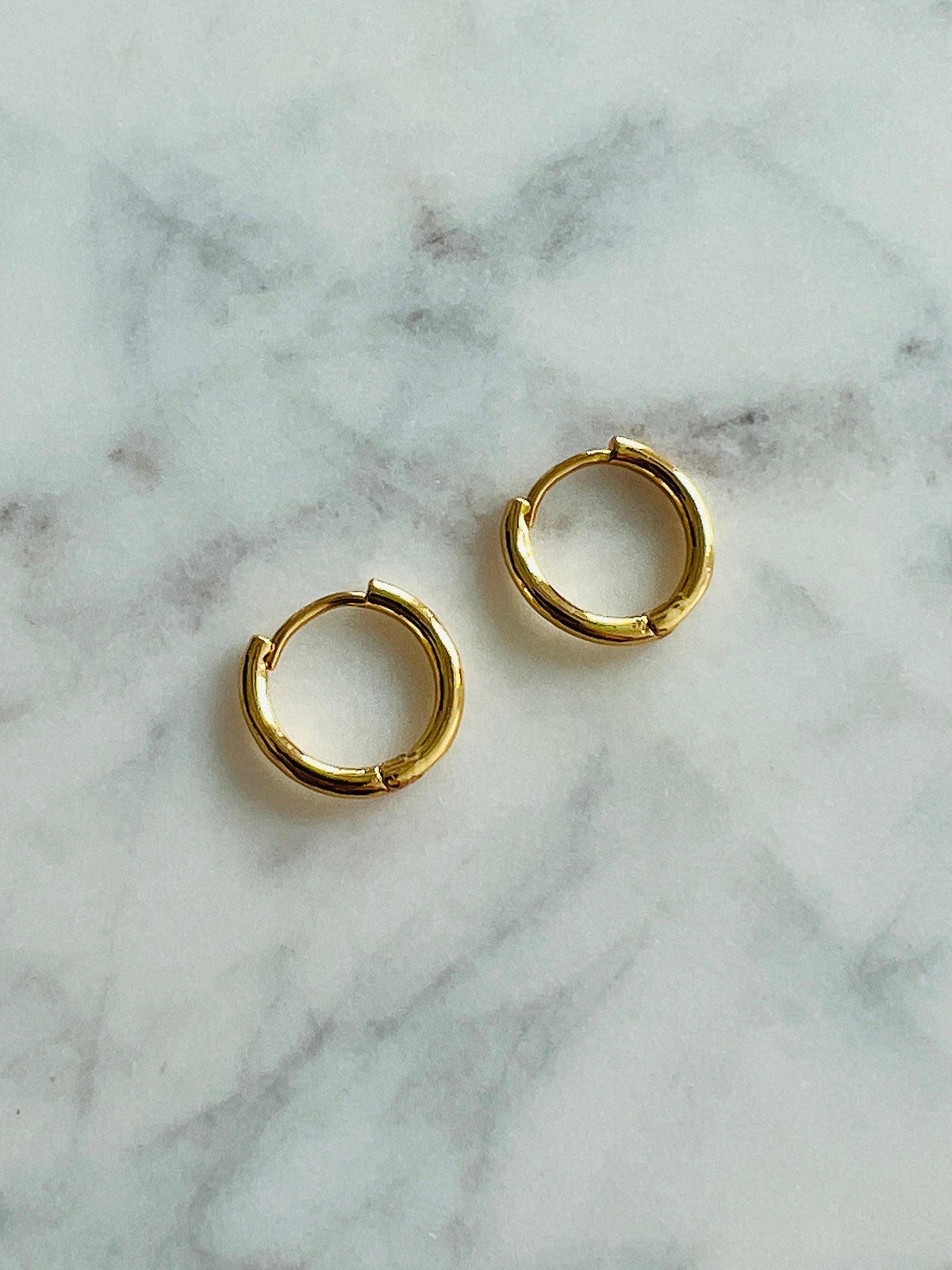 18KT Gold Filled Earrings, Gold Filled 14mm Hoop Earrings | Classic Everyday Pair by HAUS OF MONOGRAM