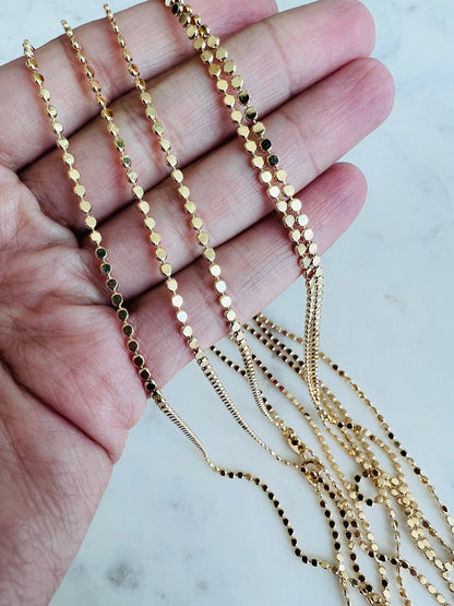 18KT Gold Filled Necklaces, Gold Filled 1.5mm Flat Ball Necklace | Minimal Gold Layering Chain by HAUS OF MONOGRAM