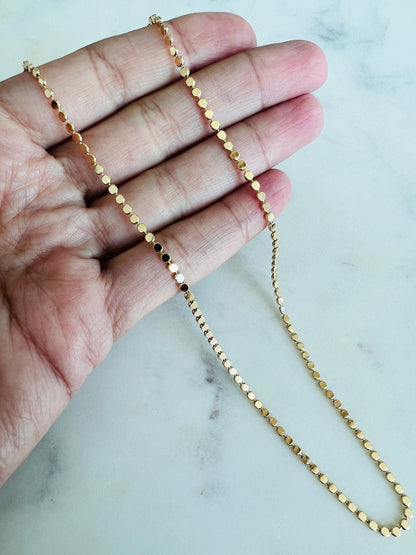 18KT Gold Filled Necklaces, Gold Filled 1.5mm Flat Ball Necklace | Minimal Gold Layering Chain by HAUS OF MONOGRAM