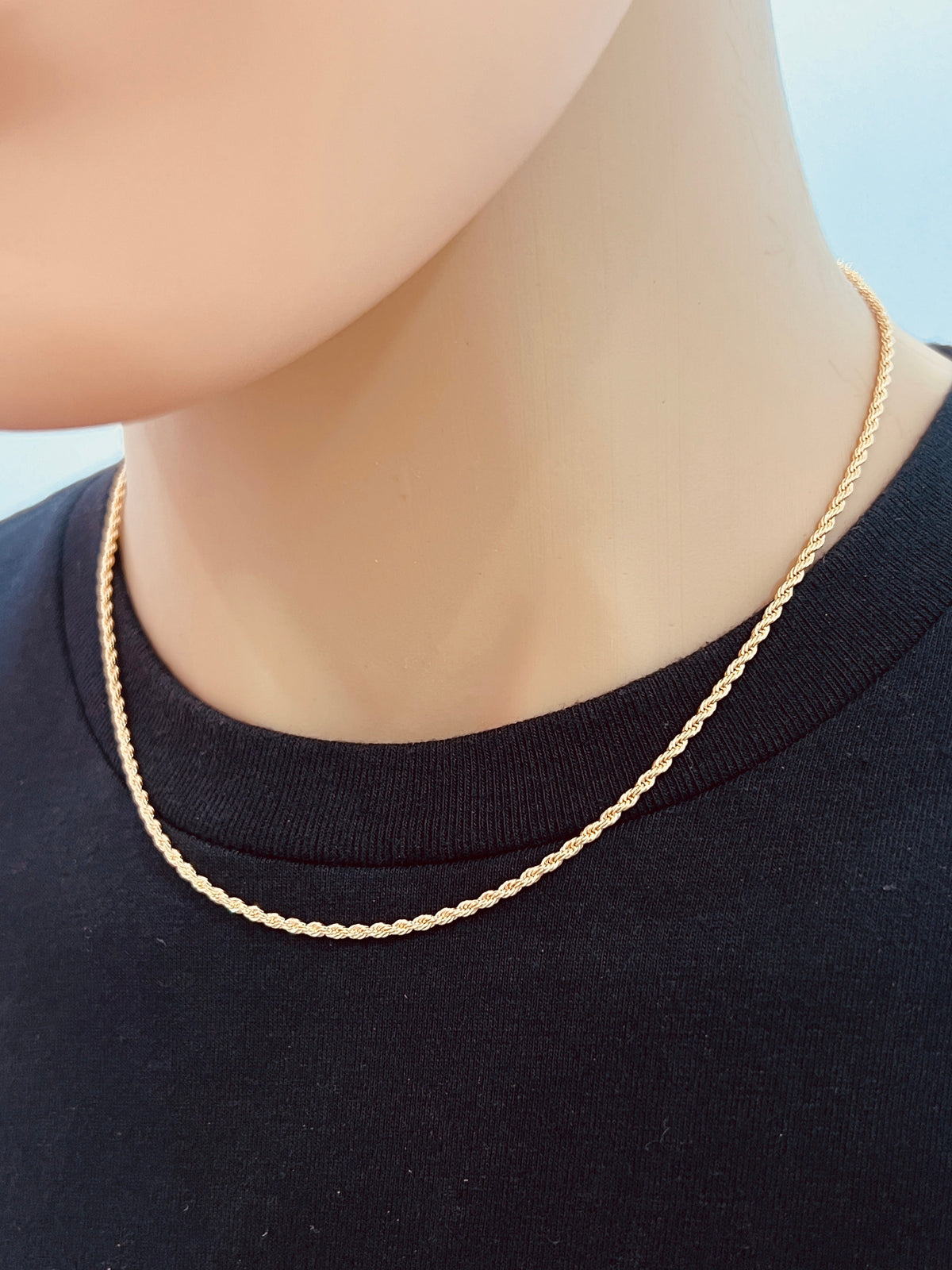 18KT Gold Filled Men's Chains, Gold Filled 1.5mm Rope Chain | Classic Twist for Everyday Shine by HAUS OF MONOGRAM