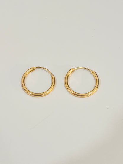 18KT Gold Filled Earrings, Gold Filled 18mm Mini Hoops | Everyday Classic Pair by HAUS OF MONOGRAM