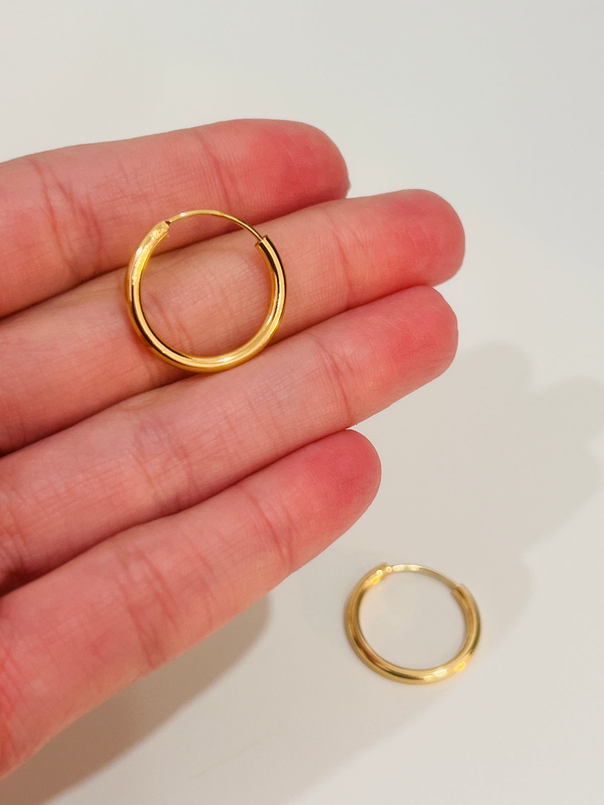 18KT Gold Filled Earrings, Gold Filled 18mm Mini Hoops | Everyday Classic Pair by HAUS OF MONOGRAM