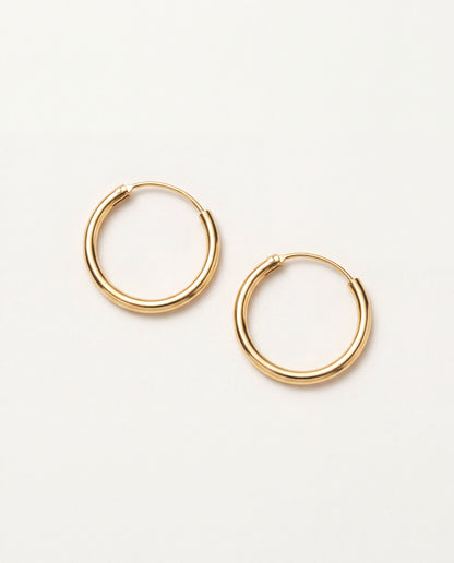 18KT Gold Filled Earrings, Gold Filled 18mm Mini Hoops | Everyday Classic Pair by HAUS OF MONOGRAM