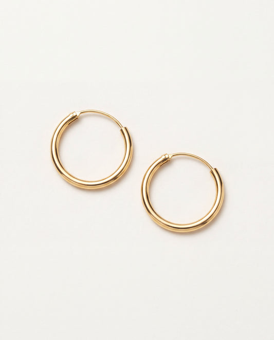 18KT Gold Filled Earrings, Gold Filled 18mm Mini Hoops | Everyday Classic Pair by HAUS OF MONOGRAM