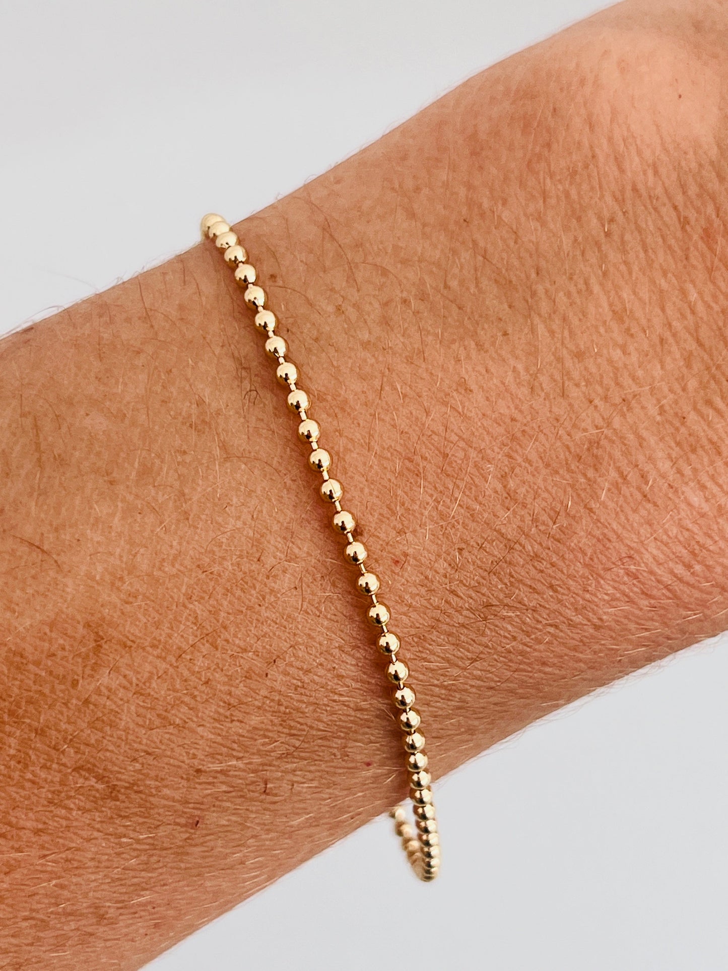 18KT Gold Filled Bracelets, Gold Filled 1mm Ball Bracelet | Dainty Minimalist Style by HAUS OF MONOGRAM