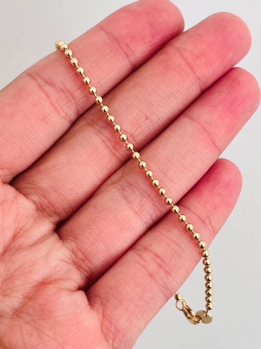 18KT Gold Filled Bracelets, Gold Filled 1mm Ball Bracelet | Dainty Minimalist Style by HAUS OF MONOGRAM