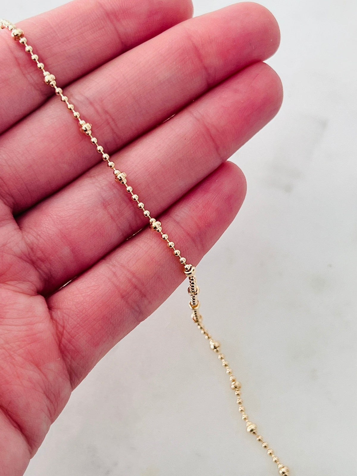 18KT Gold Filled Anklets, Gold Filled 1mm Ball Chain Anklet | Minimalist Everyday Elegance by HAUS OF MONOGRAM