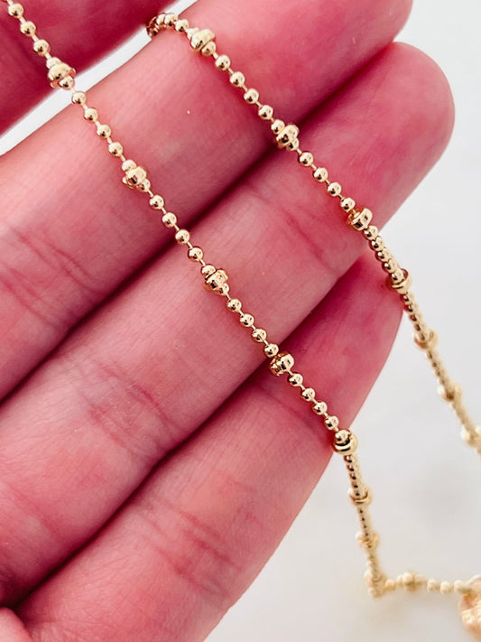 18KT Gold Filled Anklets, Gold Filled 1mm Ball Chain Anklet | Minimalist Everyday Elegance by HAUS OF MONOGRAM