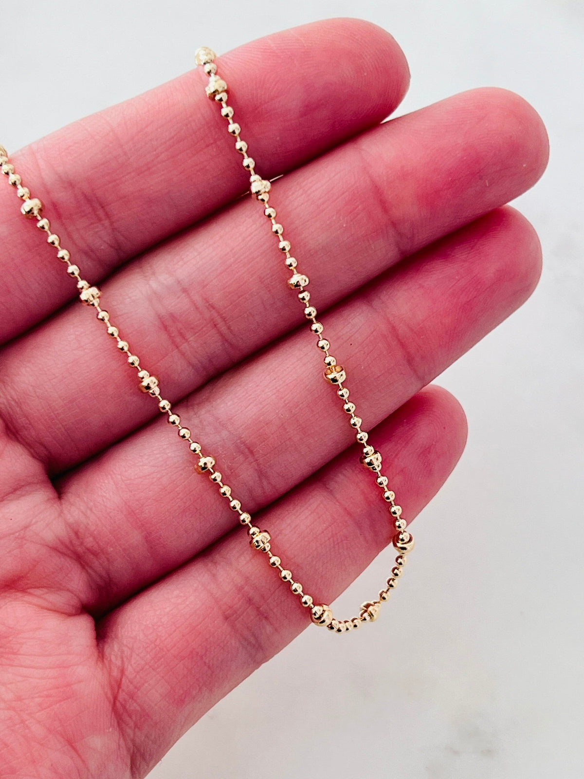 18KT Gold Filled Anklets, Gold Filled 1mm Ball Chain Anklet | Minimalist Everyday Elegance by HAUS OF MONOGRAM