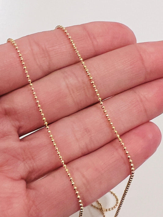 18KT Gold Filled Necklaces, Gold Filled 1mm Ball Necklace | Minimalist Beaded Chain for Everyday Layering by HAUS OF MONOGRAM