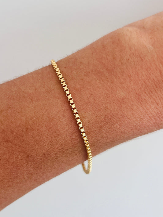 18KT Gold Filled Bracelets, Gold Filled 1mm Box Bracelet | Delicate Simplicity for Everyday Elegance by HAUS OF MONOGRAM