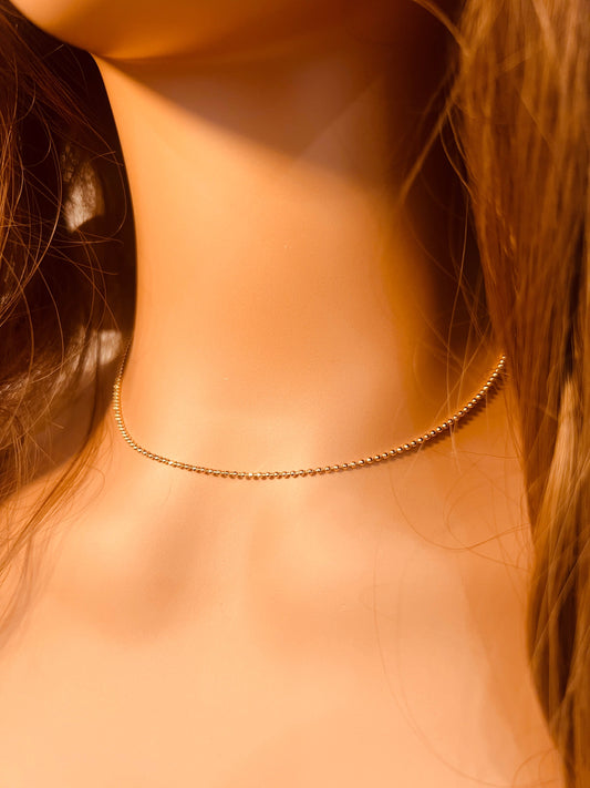 18KT Gold Filled Necklaces, Gold Filled 1mm Faceted Ball Necklace | Dainty Everyday Chain by HAUS OF MONOGRAM