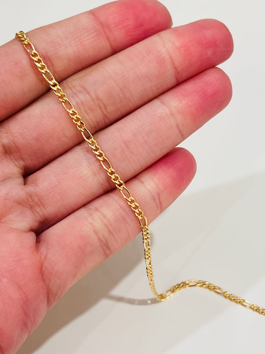 18KT Gold Filled Bracelets, Gold Filled 1mm Figaro Bracelet | Sleek & Lightweight Everyday Staple by HAUS OF MONOGRAM