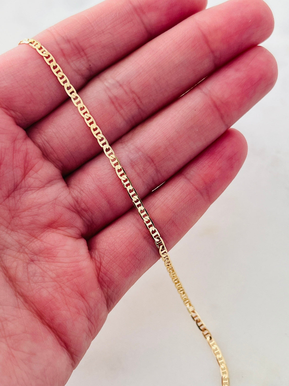 18KT Gold Filled Anklets, Gold Filled 1mm Mariner Anklet | Dainty Chain Layer Essential by HAUS OF MONOGRAM