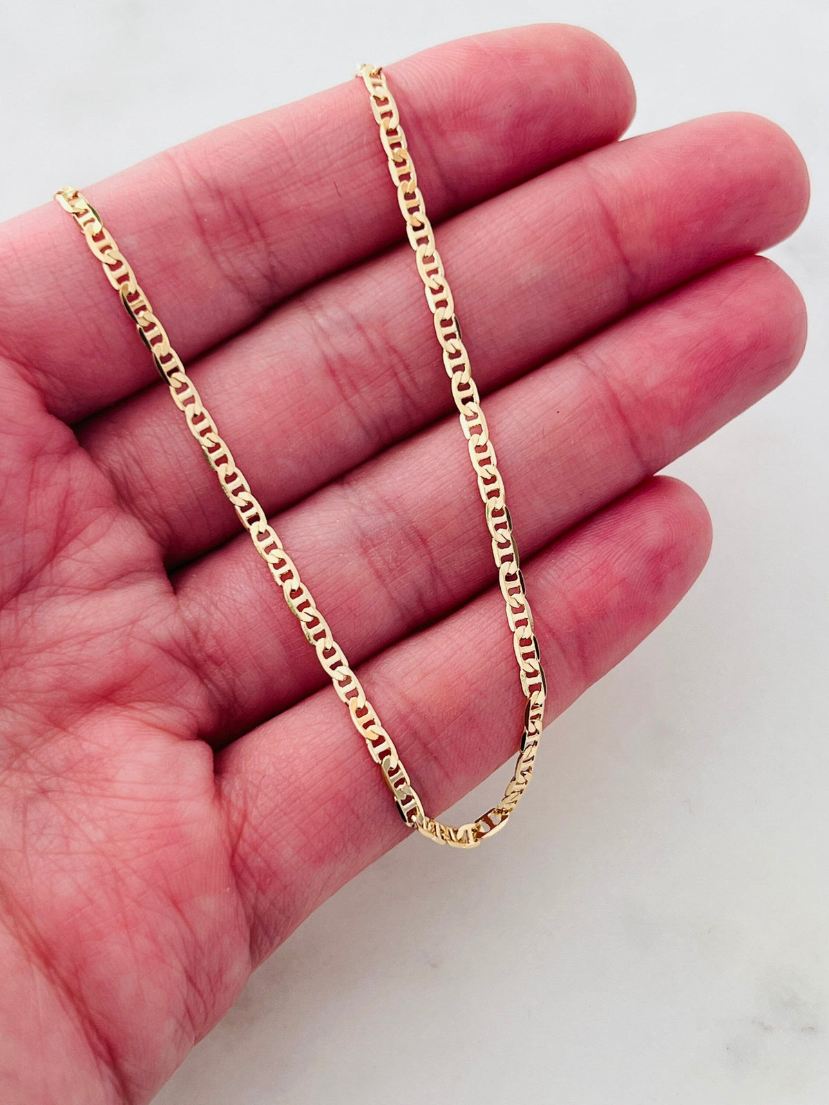 18KT Gold Filled Anklets, Gold Filled 1mm Mariner Anklet | Dainty Chain Layer Essential by HAUS OF MONOGRAM