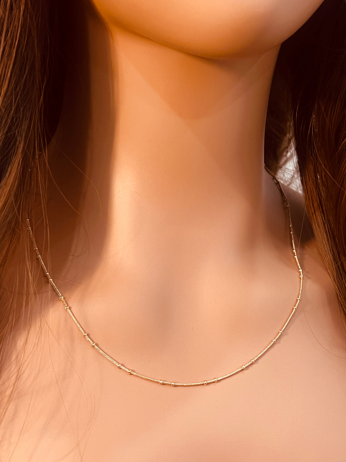 18KT Gold Filled Necklaces, Gold Filled 1mm Snake Ball Necklace | 16" 18" 20" Options by HAUS OF MONOGRAM