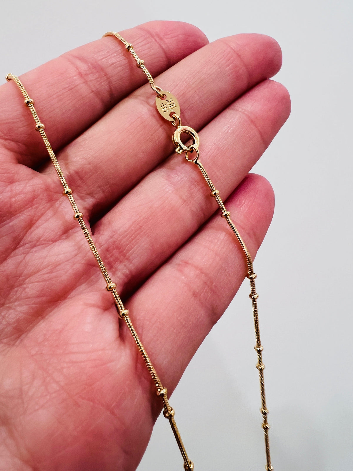 18KT Gold Filled Necklaces, Gold Filled 1mm Snake Ball Necklace | 16" 18" 20" Options by HAUS OF MONOGRAM
