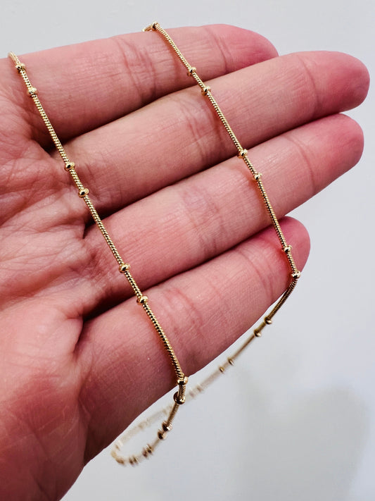 18KT Gold Filled Necklaces, Gold Filled 1mm Snake Ball Necklace | 16" 18" 20" Options by HAUS OF MONOGRAM
