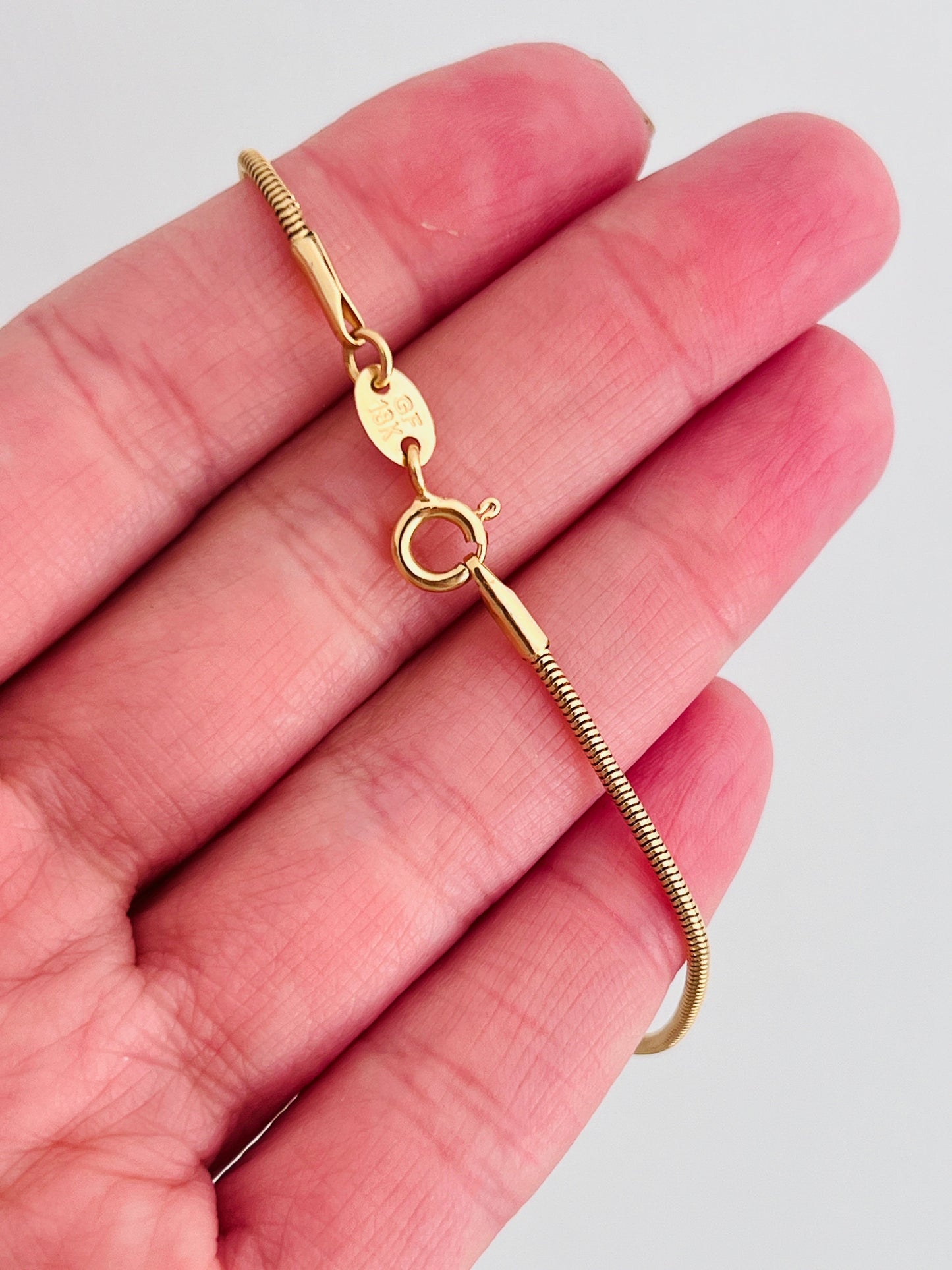 Gold Filled 1mm Snake Bracelet | Sleek Everyday Wrist Essential by HAUS OF MONOGRAM - Bracelets, 6", HOM-1-0474-6