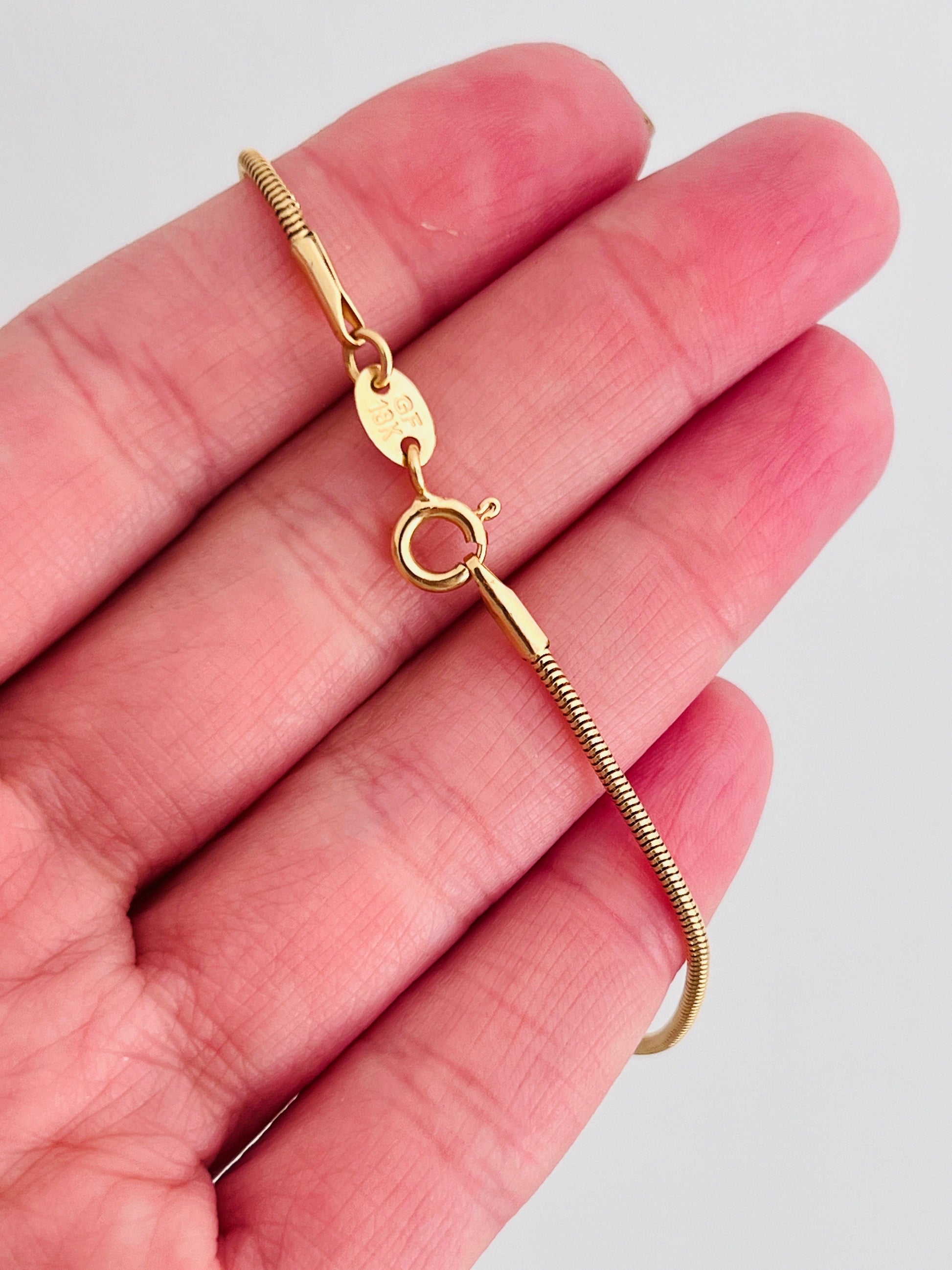 Gold Filled 1mm Snake Bracelet | Sleek Everyday Wrist Essential by HAUS OF MONOGRAM - Bracelets, 6", HOM-1-0474-6