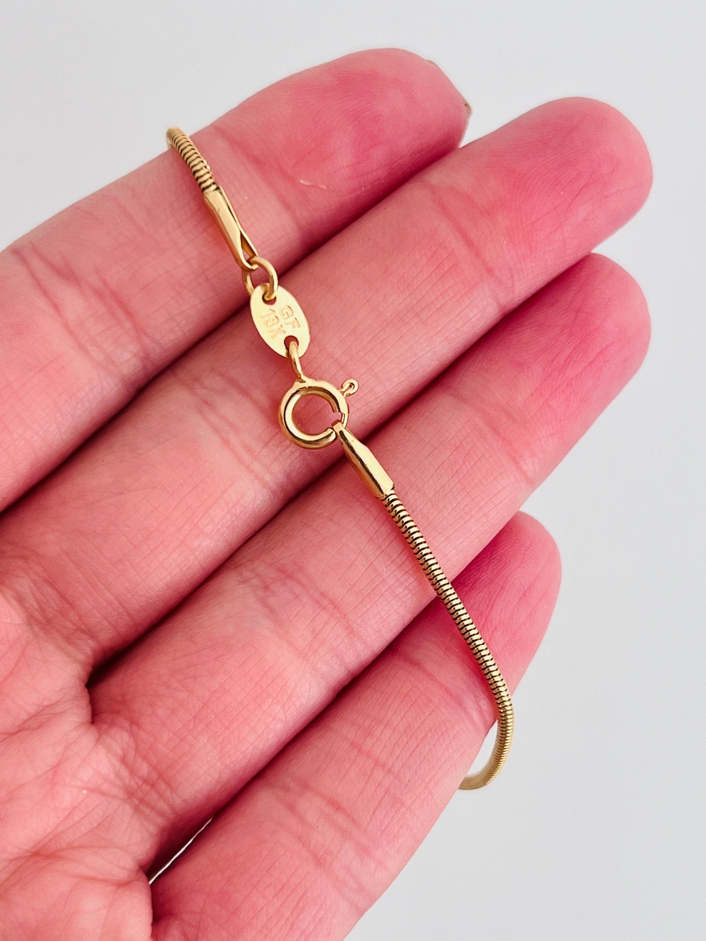 Gold Filled 1mm Snake Bracelet | Sleek Everyday Wrist Essential by HAUS OF MONOGRAM - Bracelets, 6", HOM-1-0474-6