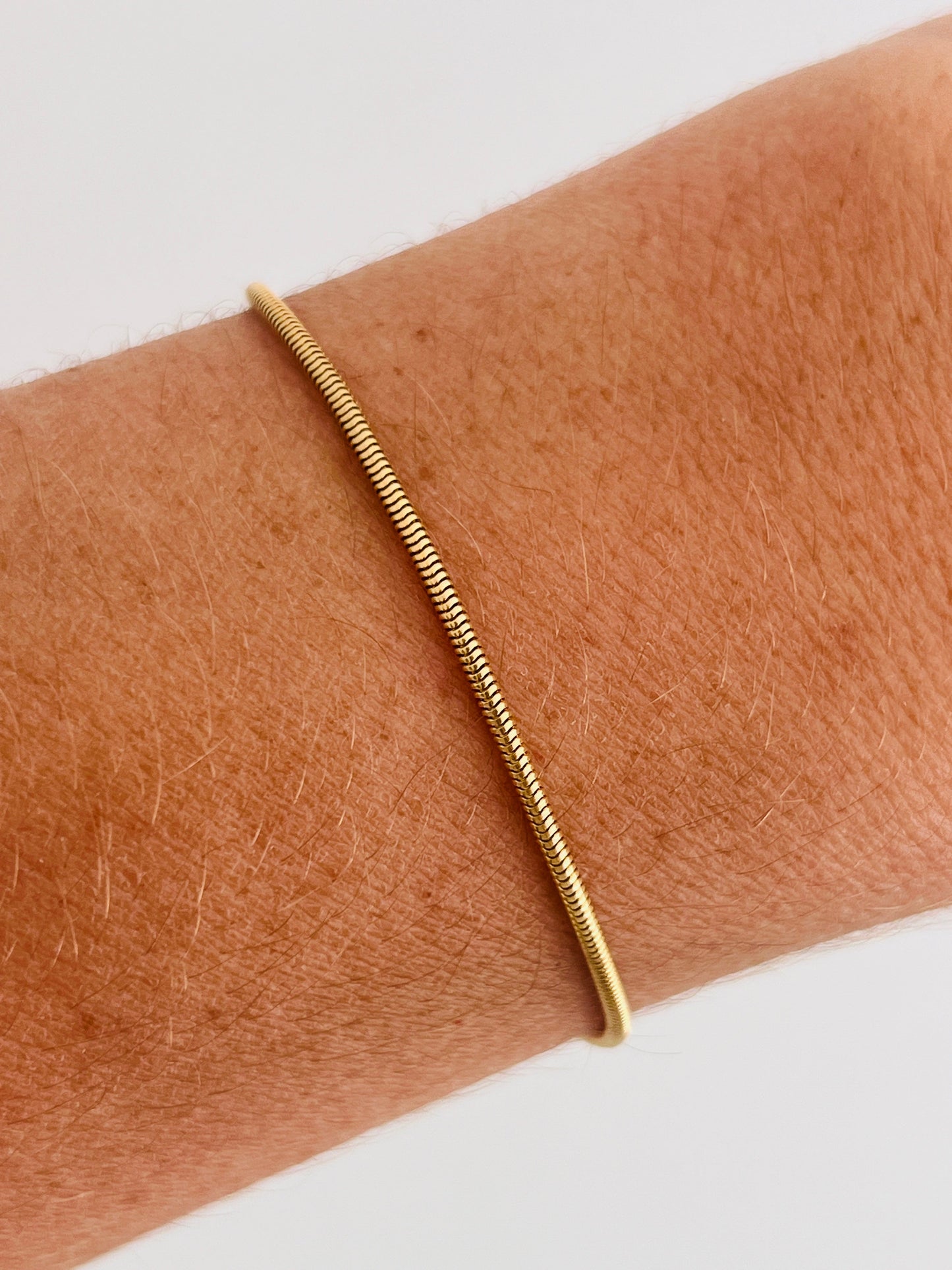 Gold Filled 1mm Snake Bracelet | Sleek Everyday Wrist Essential by HAUS OF MONOGRAM - Bracelets, 6", HOM-1-0474-6