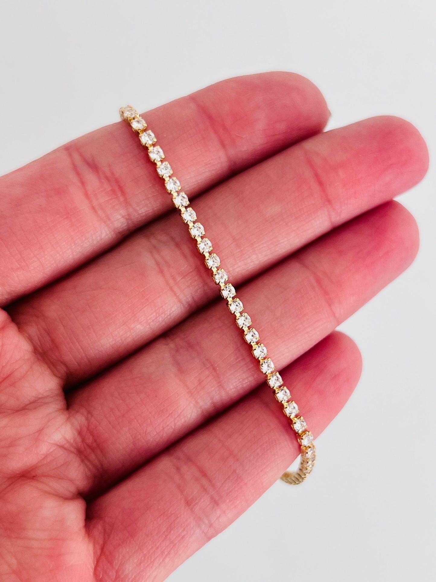 18KT Gold Filled Bracelets, Gold Filled 1mm Tennis Bracelet | Dainty Everyday Sparkle by HAUS OF MONOGRAM