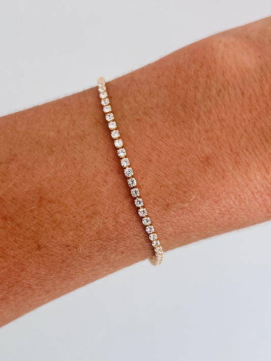 18KT Gold Filled Bracelets, Gold Filled 1mm Tennis Bracelet | Dainty Everyday Sparkle by HAUS OF MONOGRAM
